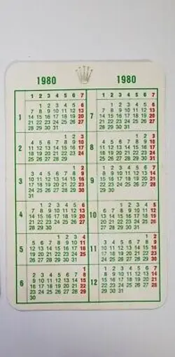 ROLEX CALENDAR 1980