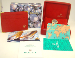 ROLEX 29mm LADY YACHTMASTER 18K GOLD & SS 69623 BLUE DIAL AUTOMATIC WATCH 1997