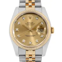 ROLEX DATEJUST 10P DIAMOND 116233G CHAMPAGNE GOLD G NUMBER SECOND HAND MENS