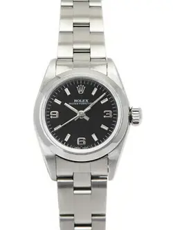 USED ROLEX OYSTER PERPETUAL 67180 BLACK CASE: 24MM LADIES WATCH #101230