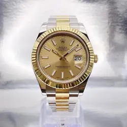 ROLEX DATEJUST II 116333 YELLOW GOLD STEEL CHAMPAGNE DIAL AUTOMATIC MENS WATCH