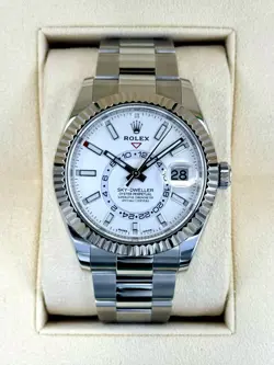 2023 ROLEX SKY-DWELLER 42MM 326934 STAINLESS STEEL OYSTER WHITE DIAL