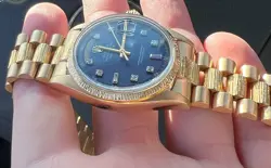 ROLEX 18K GOLD BARK OYSTER PERPETUAL PRESIDENT 1807 36MM Blue Diamond dial