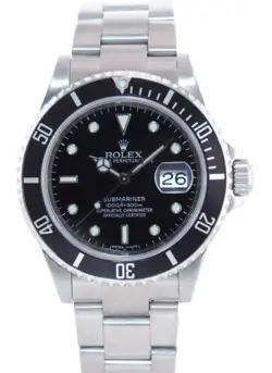 MINT 2009 ENGRAVED REHAUT Rolex Submariner Date 16610 Stainless Steel Black