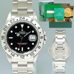 MINT 1999 ROLEX EXPLORER II 16570 STAINLESS STEEL BLACK DIAL GMT 40MM WATCH BOX