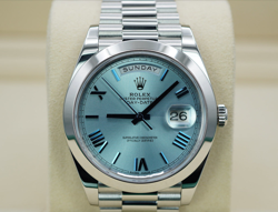 ROLEX DAY-DATE PRESIDENT 40MM PLATINUM GLACIER QUADRANT 228206