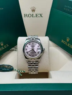 ROLEX DATEJUST 31 PINK ROMAN DIAL STAINLESS STEEL JUBILEE BRACELET FLUTED BEZEL