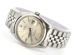 ROLEX DATEJUST 1601 MENS STAINLESS STEEL 18K WHITE GOLD WATCH WITH SILVER DIAL