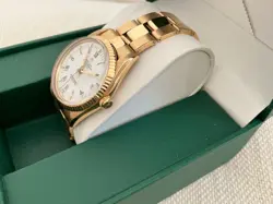 ROLEX OYSTER DATE 34MM 18K W/QUICKSET WHITE DIAL REF: 15038