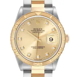 ROLEX DATEJUST TURNOGRAPH STEEL YELLOW GOLD DIAMOND MENS WATCH 16263