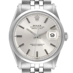 ROLEX DATEJUST SILVER DIAL STEEL VINTAGE MENS WATCH 1600