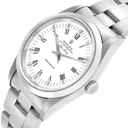 Rolex Air King White Dial Smooth Bezel Steel Mens Watch 14000