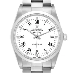 Rolex Air King White Dial Smooth Bezel Steel Mens Watch 14000