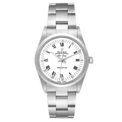 Rolex Air King White Dial Smooth Bezel Steel Mens Watch 14000
