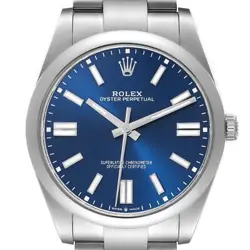 ROLEX OYSTER PERPETUAL 41MM BLUE DIAL STEEL MENS WATCH 124300