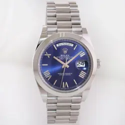 NEW 2023 PAPERS Rolex Platinum President Day Date Dark Blue Roman 228206 Watch