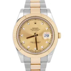 MINT 2017 PAPERS ROLEX DATEJUST II 2 CHAMPAGNE DIAMOND TWO-TONE 41MM 116333 BOX
