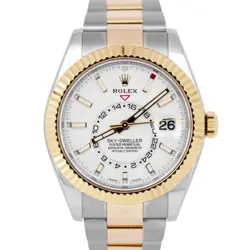 MINT PAPERS ROLEX SKY-DWELLER WHITE 18K YELLOW GOLD STEEL 42MM OYSTER 326933 B P