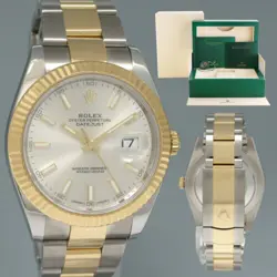 2022 MINT ROLEX DATEJUST 41MM 126333 TWO TONE OYSTER YELLOW GOLD SILVER STICK