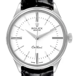 ROLEX CELLINI TIME WHITE GOLD DIAL AUTOMATIC MENS WATCH 50509