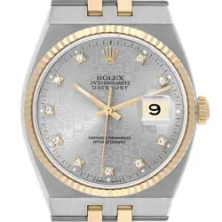 ROLEX OYSTERQUARTZ DATEJUST STEEL YELLOW GOLD DIAMOND DIAL MENS WATCH 17013