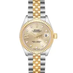 ROLEX DATEJUST 28 STEEL YELLOW GOLD DIAMOND DIAL LADIES WATCH 279173 BOX CARD