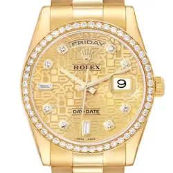 ROLEX PRESIDENT DAY DATE YELLOW GOLD DIAMOND MENS WATCH 118348 BOX CARD
