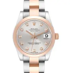 ROLEX DATEJUST STEEL ROSE GOLD SILVER DIAMOND DIAL LADIES WATCH 178241