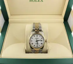 1985 ROLEX DATEJUST 16013 WHITE ROMAN DIAL TT JUBILEE NO PAPERS 36MM