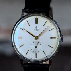SUPERB CHROME & GOLD VINTAGE 50's TUDOR ROLEX SWISS WATCH RECENTLY SERVICED