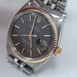 ROLEX DATEJUST 36 MM TWO TONE CHOCOLATE DIAL JUBILEE WATCH 1601 CIRCA 1971