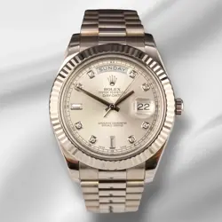 ROLEX DAY-DATE 41 PRESIDENT 18K WHITE GOLD MEN'S WATCH DIAMOND DIAL REF: 218239