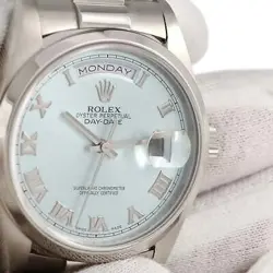 ROLEX Day Date 18206 X Men's X Pt950 Ice Blue #HD036