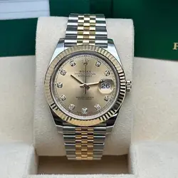 ROLEX DATEJUST 126333 YELLOW GOLD STEEL CHAMPAGNE DIAMOND DIAL WATCH B&P 2017