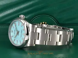 Rolex Oyster Perpetual "Tiffany" RARE Turquoise Blue in Superalloy 904L 277200