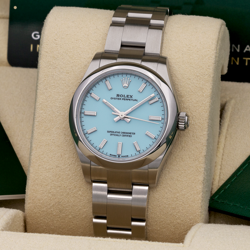 Rolex Oyster Perpetual "Tiffany" RARE Turquoise Blue in Superalloy 904L 277200
