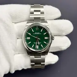ROLEX OYSTER PERPETUAL 41MM GREEN DIAL WATCH 124300