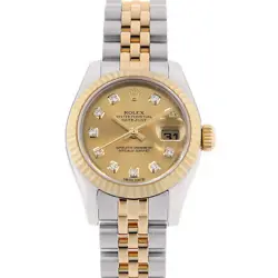 ROLEX DATEJUST 10P DIAMOND 179173G CHAMPAGNE GOLD RANDOM NUMBER SECOND HAND ...