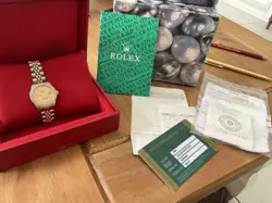 LADIES ROLEX OYSTER PERPETUAL WATCH, TWO-TONE,YELLOW GOLD AND STAINLESS STEEL,