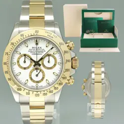 2017 MINT ROLEX DAYTONA 116523 WHITE DIAL STEEL YELLOW GOLD TWO TONE WATCH BOX