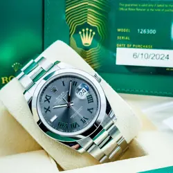 2024 Rolex DateJust 126300 41mm Wimbledon Dial Slate Grey Oyster BOX & PAPERS