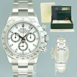 2010 MINT ROLEX DAYTONA 116520 WHITE CHRONOGRAPH STEEL 40MM WATCH BOX