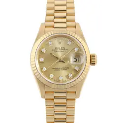 ROLEX DATEJUST 10P DIAMOND 69178G CHAMPAGNE GOLD X NUMBER SECOND HAND WOMEN