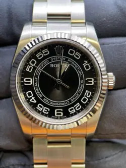 ROLEX OYSTER PERPETUAL 116034 AUTOMATIC 18K WG FLUTED BEZEL