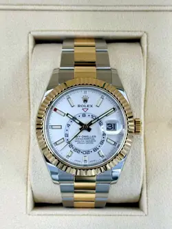2019 ROLEX SKY-DWELLER 42MM 326933 TWO-TONE OYSTER WHITE DIAL