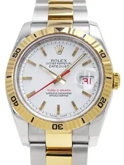 USED ROLEX DATEJUST TURNOGRAPH 116263 WHITE CASE: 36MM MEN'S WATCH #11185
