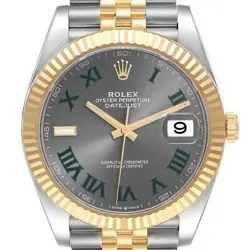 ROLEX DATEJUST 41 STEEL YELLOW GOLD WIMBLEDON DIAL MENS WATCH 126333