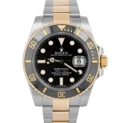 PAPERS ROLEX SUBMARINER DATE BLACK CERAMIC 40MM 18K GOLD STEEL 116613 LN BOX