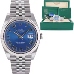 2024 NEW PAPERS ROLEX DATEJUST 41 BLUE ROMAN JUBILEE FLUTED 126334 WATCH BOX