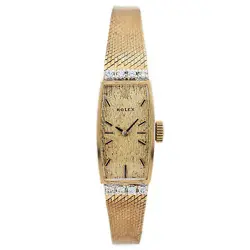 ROLEX 14K YELLOW GOLD DIAMOND HAND WIND WOMEN'S WATCH